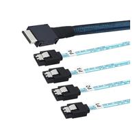 AoQhir OCuLink PCIe SAS SFF-8611 4i to 4X SATA 7P Server Cable - 12Gbps 32AWG High-Speed Internal Flat-to-Flat Connection Cable, Blue (0.5M)