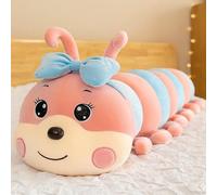 AOQILN Cute Bow Caterpillar Plush Toy Cartoon Caterpillar Pillow Sleeping Hugging Pillow For Kids/Girls/Couples Gifts Pink 100cm