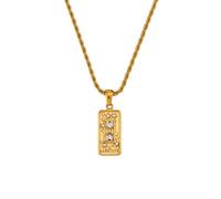 AOQING ins fashion vintage, popular pendant accessories, stainless steel rectangular dripping oil zircon tarot pendant necklace, Stainless Steel, titanium steel