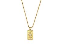 AOQING ins fashion vintage, popular pendant accessories, stainless steel rectangular dripping oil zircon tarot pendant necklace, Stainless Steel, titanium steel