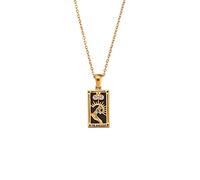 AOQING ins fashion vintage, popular pendant accessories, stainless steel rectangular dripping oil zircon tarot pendant necklace, Stainless Steel, titanium steel