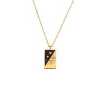 AOQING ins fashion vintage, popular pendant accessories, stainless steel rectangular dripping oil zircon tarot pendant necklace, Stainless Steel, titanium steel