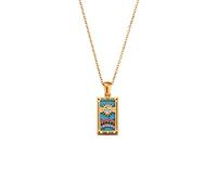 AOQING ins fashion vintage, popular pendant accessories, stainless steel rectangular dripping oil zircon tarot pendant necklace, Stainless Steel, titanium steel