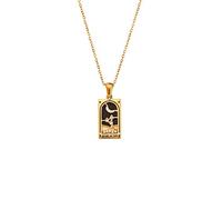 AOQING ins fashion vintage, popular pendant accessories, stainless steel rectangular dripping oil zircon tarot pendant necklace, Stainless Steel, titanium steel