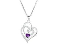 AOQING Irregular heart print pendant, simple design, two independent heart pendant overlap each other, suitable as a gift to important people, Copper, Cubic Zirconia
