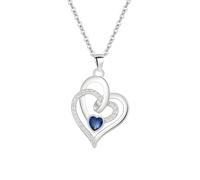 AOQING Irregular heart print pendant, simple design, two independent heart pendant overlap each other, suitable as a gift to important people, Copper, Cubic Zirconia