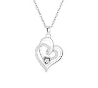 AOQING Irregular heart print pendant, simple design, two independent heart pendant overlap each other, suitable as a gift to important people, Copper, Cubic Zirconia