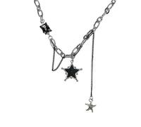 AOQING The fashionable titanium steel electroplated black star stitching necklace is mysterious and romantic, and it is the first choice for the pursuit of trendy matching