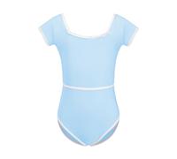 AOQUNFS Team Basic Short Sleeve Leotard for Kids Dance Leotard for Toddlers Gymnastics Leotard for Girls, BT03-Blue, 6-8Years