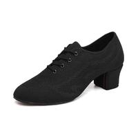 AOQUNFS Women's Lace-up Latin Practice Dance Shoes Closed Toe Standard Ballroom Salsa Tango Modern Jazz Training Shoes,HD01-Black-5,UK5.5