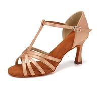 AOQUNFS Women's Latin Dance Shoes Open Toe Salsa Tango Bachata Samba Ballroom Practice and Performance Dancing Heels,WZSP217-Pink-7.5,UK5.5