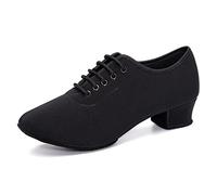 AOQUNFS Womens Standard Ballroom Dance Shoes Closed Toe Latin Salsa Tango Chacha Pratice Dance Shoes,NJB-Black-1.38inch-2MD,UK 7 NJB-X701