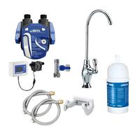 AORA Under-Sink Water Filter System with 1 Way Tap Compatible with Brita Filter P1000 & Filter Head Reduces Limescale & Improves Taste OSLO Brass Chrome with Digiflow