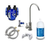 AORA Under-sink water filter: water filter system including 1-way tap SOFIA stainless steel | compatible with BRITA filter P1000 and filter head | ideal for coffee machine | reduces limescale