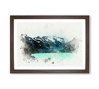 Aoraki Mount Cook in New Zealnd in Abstract Framed Print | A2 Walnut Framed Wall Art | Ready to Hang | Abstract Landscape Picture | Living Room Bedroom Lounge Office