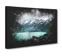 Aoraki Mount Cook In New Zealnd Paint Splash Canvas Print | Gallery Wrapped 30mm Frame Wall Art | 24x16 inches | Ready to Hang | Modern Picture | Living Room Bedroom Lounge Office