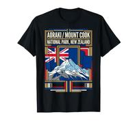 Aoraki Mount Cook National Park New Zealand Flag Graphic T-Shirt