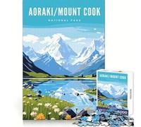Aoraki Mount Cook Ntl Park Jigsaw Puzzle 1000 Pieces Brain Exercise Soothing Hobby Precision Cut Holiday Present (50X75CM)