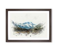 Aoraki Mount Crook New Zealand in Abstract Framed Print | A2 Walnut Framed Wall Art | Ready to Hang | Abstract Landscape Picture | Living Room Bedroom Lounge Office