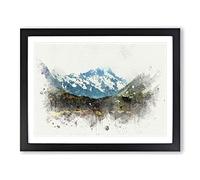 Aoraki Mount Crook New Zealand In Abstract Modern Art Framed Print | A4 Black Framed Wall Art | Ready to Hang | Abstract Landscape Picture | Living Room Bedroom Lounge Office
