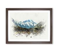 Aoraki Mount Crook New Zealand In Abstract Modern Art Framed Print | A4 Walnut Framed Wall Art | Ready to Hang | Abstract Landscape Picture | Living Room Bedroom Lounge Office