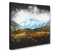 Aoraki Mount Crook New Zealand Paint Splash Canvas Print | Gallery Wrapped 30mm Frame Wall Art | 14x14 inches | Ready to Hang | Modern Picture | Living Room Bedroom Lounge Office