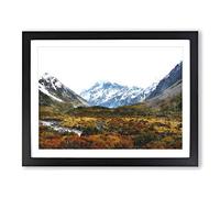 Aoraki Mount Crook New Zealand Painting Modern Art Framed Print | A2 Black Framed Wall Art | Ready to Hang | Modern Landscape Picture | Living Room Bedroom Lounge Office