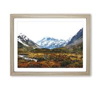 Aoraki Mount Crook New Zealand Painting Modern Art Framed Print | A2 Oak Framed Wall Art | Ready to Hang | Modern Landscape Picture | Living Room Bedroom Lounge Office