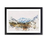 Aoraki Mount Crook New Zealand Watercolour Framed Print | A2 Black Framed Wall Art | Ready to Hang | Modern Landscape Picture | Living Room Bedroom Lounge Office