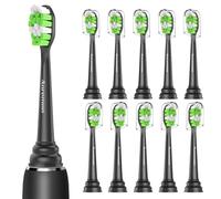 Aoremon Replacement Toothbrush Heads for Philips Sonicare DiamondClean, Black, Pack of 10