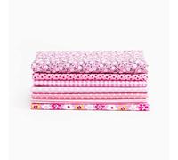 Aoresac 7Pcs Assorted Fat Quarter Bundle Quilt Quilting Cotton Fabric Sewing DIY Set, Cotton Sewing Cloth, Cotton Sewing Material with Different Color for Handmade DIY Small Cloth Bags, (Pink)
