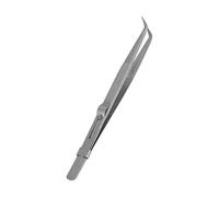 Aoresac Alloy Steel Tweezers ESD Safe Tweezers Non Magnetic Anti Static Fine Tip Adjustable Slide Lock for Electronic Repair PCB (Bent Head)