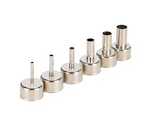 Aoresac Hot Air Gun Nozzle Tips and Nozzle Attachments Stainless Steel 6 Piece 3mm 4mm 5mm 8mm 10mm 12mm with Air Outlet Diameters for 858 Hot Gun SMD Rework Station