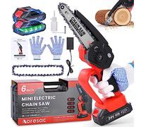Aoresac Mini Chainsaw, 6 Inch Cordless Chainsaw with 2 * 2000 mAh Battery Portable Electric Chainsaw with Oiler System Chain Saw for Wood Cutting Tree Trimming Gardening (Style 2)