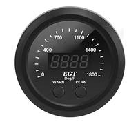 Aoresac Round EGT Gauge 52mm 0-1800℉ Red LED Universal with Sensor, Peak Memory for Truck Exhaust Gas Temperature Meter Monitoring, Anti Vibration ABS Material