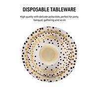 Aoresac Set of 180pcs Paper Cups & Plates, 60pcs 9oz Cups, 60pcs 7" Plates, 60pcs 9" Plates, Great for Party Decorations, Birthday, Wedding, Baby Shower with Golden Polka Dot Design