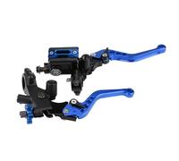 Aoresac Universal One Pair of Motorcycle Brake Master Cylinder Levers, Clutch Master Cylinder Reservoir Kit with Rearview Mirror Base, CNC Aluminium, Fits for 7/8inch Handlerbar, Six-Gear (Blue)