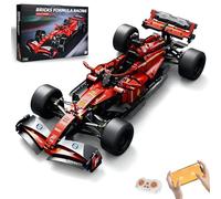 AoreSpty 1:10 F1 RC Building Kit, 1086Pcs Red Formula Racing Remote Control Car with LED Lights, STEM Toys for Boys Age 10, Build Your Own Remote Control Car
