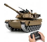 AoreSpty 1:18 RC Tank M1A2 Remote Control Car, Army Toys All-Terrain Tracks, Water Bullet Combat, Smoke Sound Light Effects, Toy Soldiers Gift Ages 8+