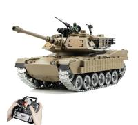AoreSpty 1:18 Scale M1A2 Remote Control Tank, 360° Spin & BB Gun Shooting, Realistic Smoke, Sound & Lights, All-Terrain Army Toys for Kids & Adults, Durable Metal Tracks