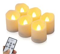 Aoreun LED Flameless Candles, 6 Pack Flickering Battery Operated Flameless Tea Lights with Remote Control & Timer, Outdoor Waterproof Flame Electric Candles for Party, Wedding & Home Decor