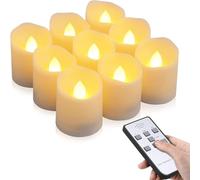 Aoreun LED Flameless Candles, 9 Pack Flickering Battery Operated Flameless Tea Lights with Remote Control & Timer, Outdoor Waterproof Flame Electric Candles for Party, Wedding & Home Decor