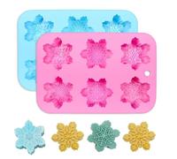 Aoreun Silicone Snowflake Mould, Pack of 2 Silicone Christmas Snowflakes Cake Moulds, 6 Cavities with Snowflake Moule, DIY Moulds for Baking, Cake, Chocolate