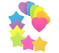 AORHOFJ 12 x Coloured Sticky Notes, Heart-Shaped Sticky Notes, Sticky Notes for Office, Five-Pointed Star, School, Home, Notepad, School Supplies