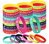 Aoriher 30 Pcs Christmas Bible Bracelets Bulk Motivational Christian Bracelets Inspirational Wristbands Scripture Rubber Bracelet Jesus Wristbands Gifts for Women Men Christmas Church Sunday School