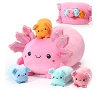 Aoriher 5 Pcs Kawaii Axolotl Stuffed Animal Cute 14 Inch Mom Axolotl with 4.72 in Mini Stuffed Throw Pillow for Adults Easter Birthday Gift