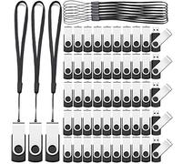 Aoriher 50 Pack USB 2.0 Flash Drives Bulk, Portable USB Thumb Drives with Lanyards, Swivel Flash Drives Thumb Drives for Office School Data Storage (2GB)