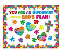 Aoriher 57 Pcs Christian Bulletin Board Set - Religious, Cardstock, Laminated, Rectangular, Multicolor, Letter Printed, Standard Frame, God's Plan, Sunday School, Kids Classroom, Office Decor