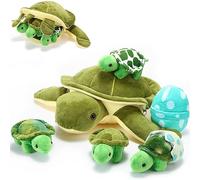 Aoriher 6 Pieces Turtle Stuffed Animal Set 12 Inch Stuffed Sea Turtle Mom with 3 Little Plush and 2 Plush Eggs Soft Body Pillow Toys Tortoise Hugging for Sea Animal Lovers(Classic)
