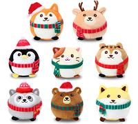 Aoriher 8 Pcs Christmas Mini Stuffed Animals 3.15 Inch Stuffed Animals Ornaments Bulk Colorful Woodland Animal Keychain Operation Christmas for Xmas Party Favor Stocking Fillers(Cap and Scarf)